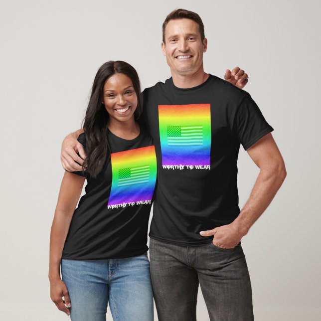 Camiseta US Flag Rainbow - Digno de Veste (Unissex)