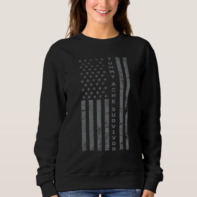 Camiseta US Flag Tummy Ache Survivor Abdominal Ache Stomach (Frente)