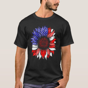 Camiseta US Flag Vintage Sunflower Lepard Patriotic 4th Of
