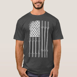 Camiseta US Flag Weising Barbell Patriotic Love Fitne