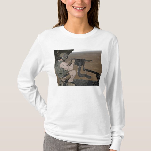 Camiseta US Marine test disparando uma metralhadora pesada  (Frente)