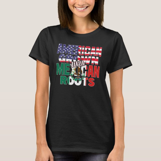 Camiseta US & Mexican Flag MEXICAN ROOTS Half American Half (Frente)