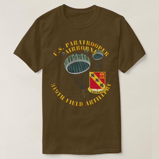 Camiseta US Paratrooper 319º Artilharia em Campo DUI (Frente do Design)