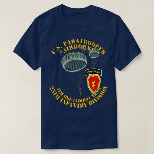 Camiseta US Paratrooper 4th Bde Cbt Tm 25 Infantry Div (Frente do Design)