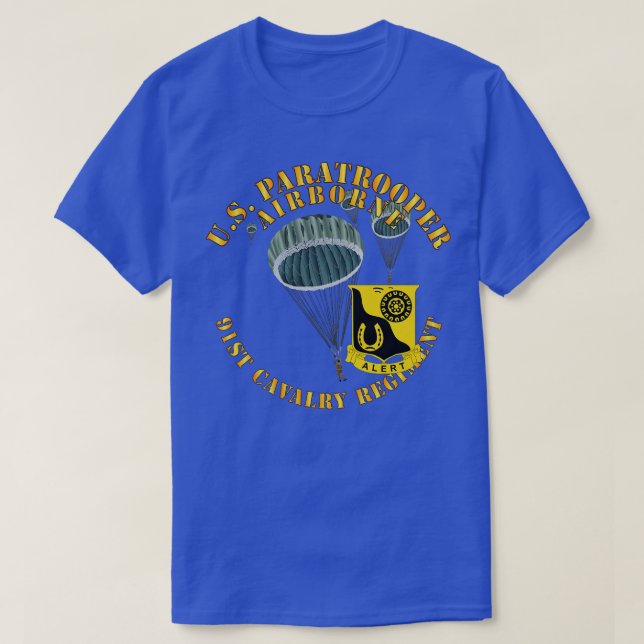 Camiseta US Paratrooper 91 Regimento de Cavalaria de rua X (Frente do Design)