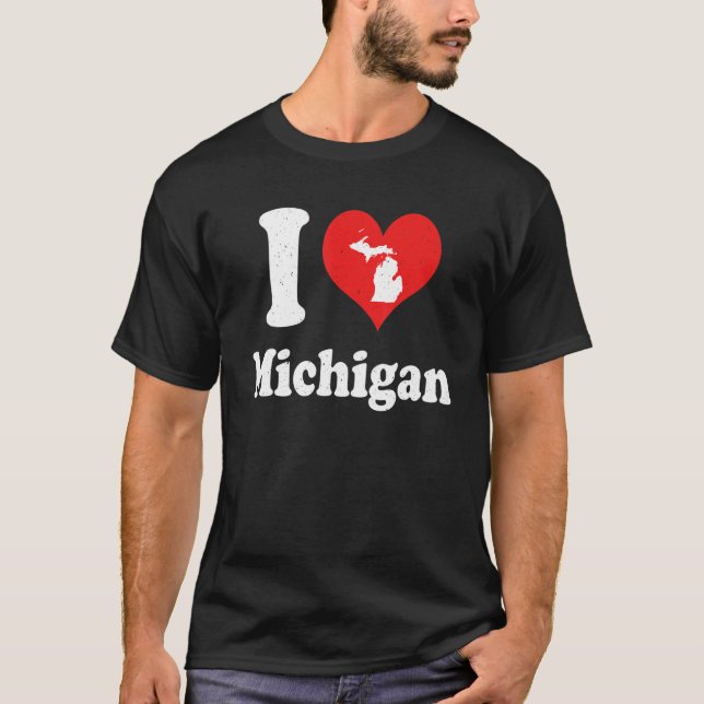 Camiseta US Proud Citizen America Love State I Heart Michig (Frente)