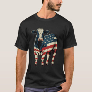 Camiseta Usa 4 De Julho Bovinos Sobre A Vaca Patriótica Ame