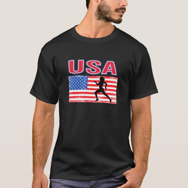 Camiseta Usa Adora Rastreio E Jogos De Verão De Campo Ameri (Frente)