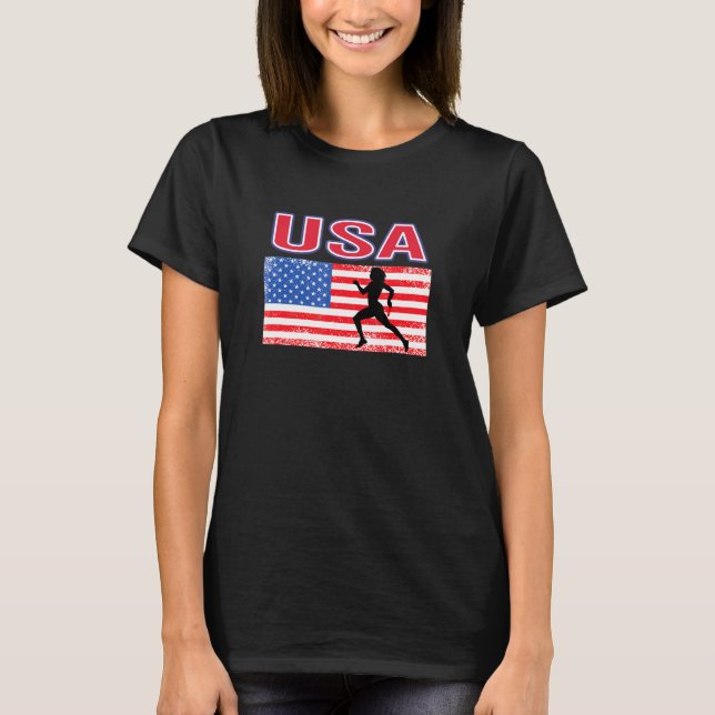 Camiseta Usa Adora Rastreio E Jogos De Verão De Campo Ameri (Frente)