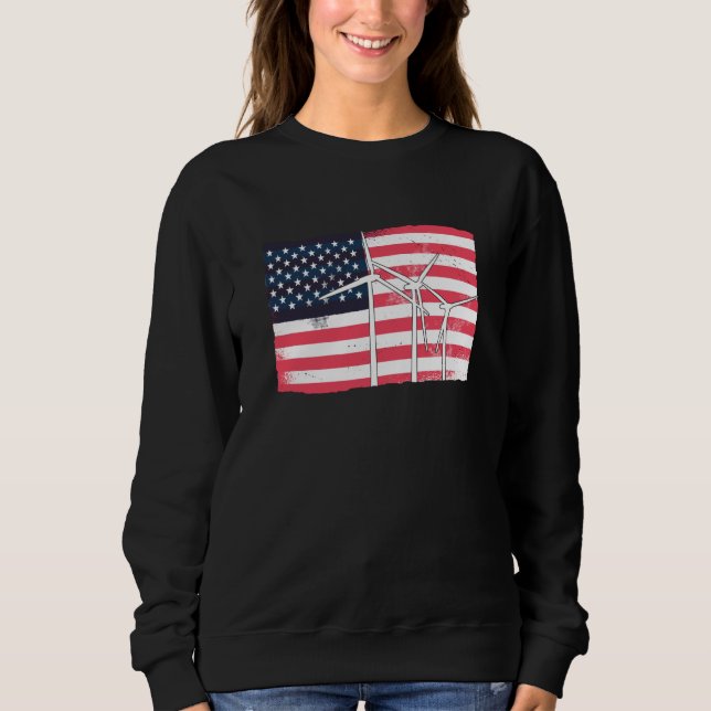 Camiseta USA America Flag Wind Turbine Energy (Frente)