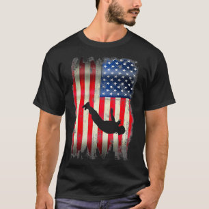 Camiseta USA American Flag 4 de julho Skydiving Skydiver P