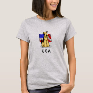 Camiseta USA American Flag Airedale Terrier Dog - Cute