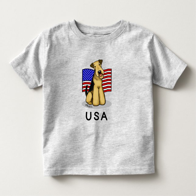 Camiseta USA American Flag Airedale Terrier Dog - Cute (Frente)