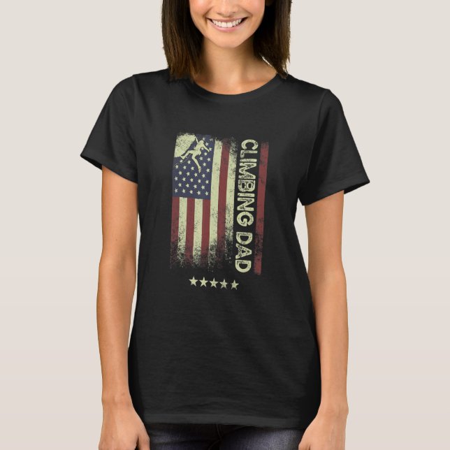 Camiseta USA American Flag  Climbing Dad 1 (Frente)