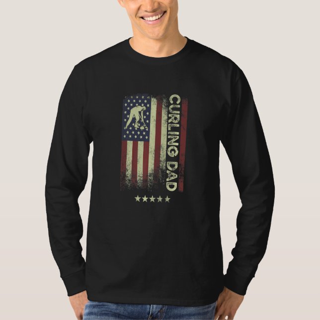 Camiseta USA American Flag  Curling Dad  1 (Frente)