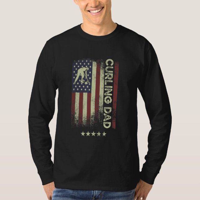 Camiseta USA American Flag  Curling Dad 1 (Frente)