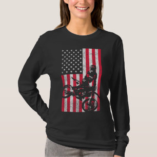 Camiseta USA American Flag Dirt Bike Red White Blue 4th