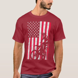 Camiseta USA American Flag Dirt Bike Red White Blue 4th