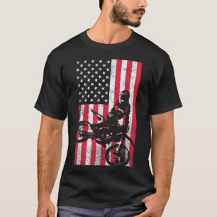Camiseta USA American Flag Dirt Bike Red White Blue 4th