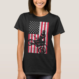 Camiseta USA American Flag Dirt Bike Red White Blue 4th