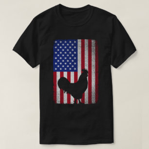 Camiseta USA American Flag Rooster Lover 4 de julho