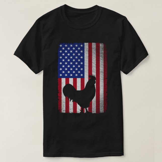 Camiseta USA American Flag Rooster Lover 4 de julho (Frente do Design)
