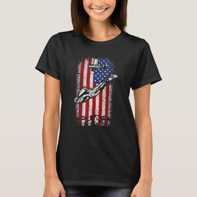 Camiseta Usa American Flag Skydiving 4th Of July (Frente)