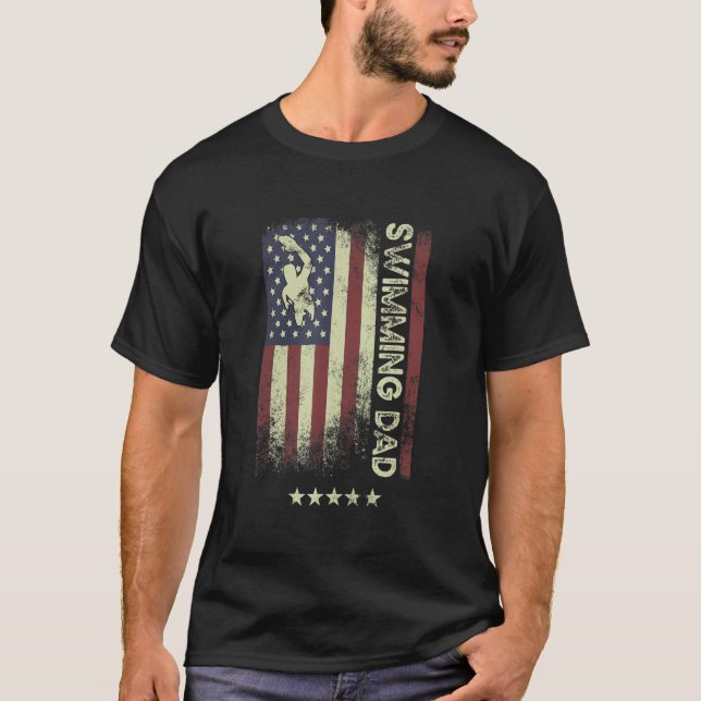 Camiseta USA American Flag   Swimming Dad (Frente)