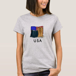 Camiseta USA American Flag Yorkshire Terrier (Yorkie) Dog