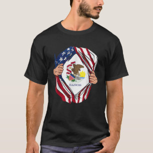 Camiseta USA American Grown Illinois Flag T Shirt