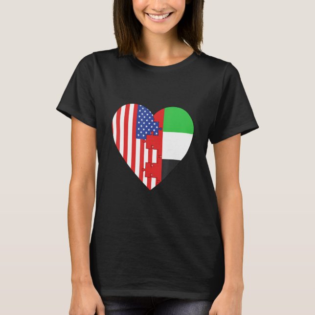 Camiseta USA and Arab Emirates Flags Heart (Frente)