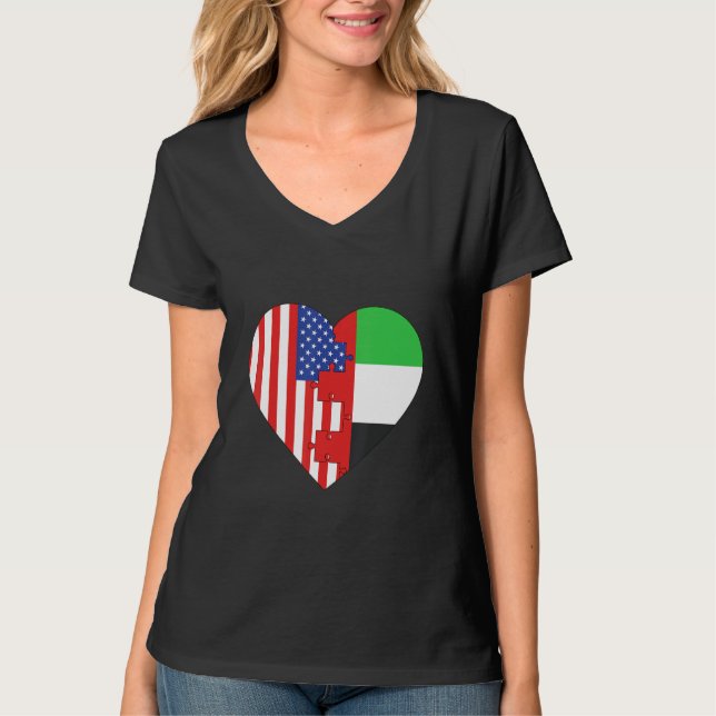 Camiseta USA and Arab Emirates Flags Heart (Frente)