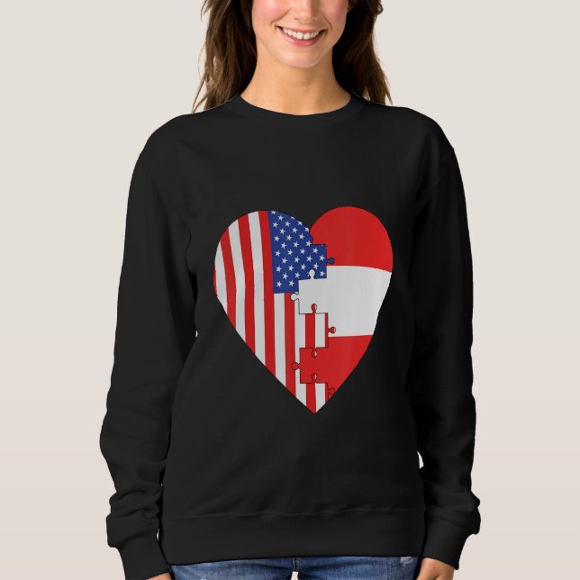 Camiseta USA and Austria Flags Heart (Frente)