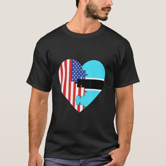 Camiseta USA and Botswana Flags Heart (Frente)