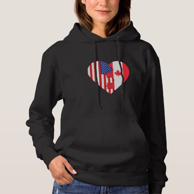 Camiseta USA and Canada Flags Heart (Frente)
