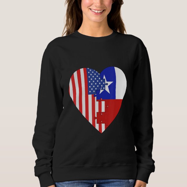 Camiseta USA and Chile Flags Heart (Frente)