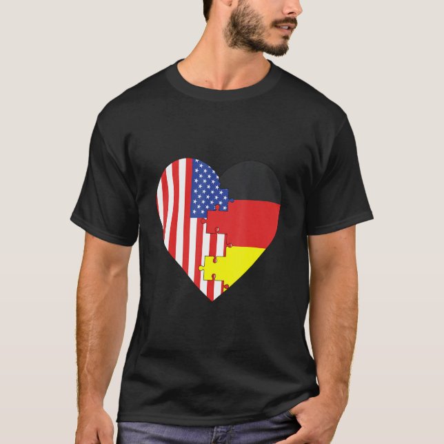Camiseta USA and Germany Flags Heart (Frente)