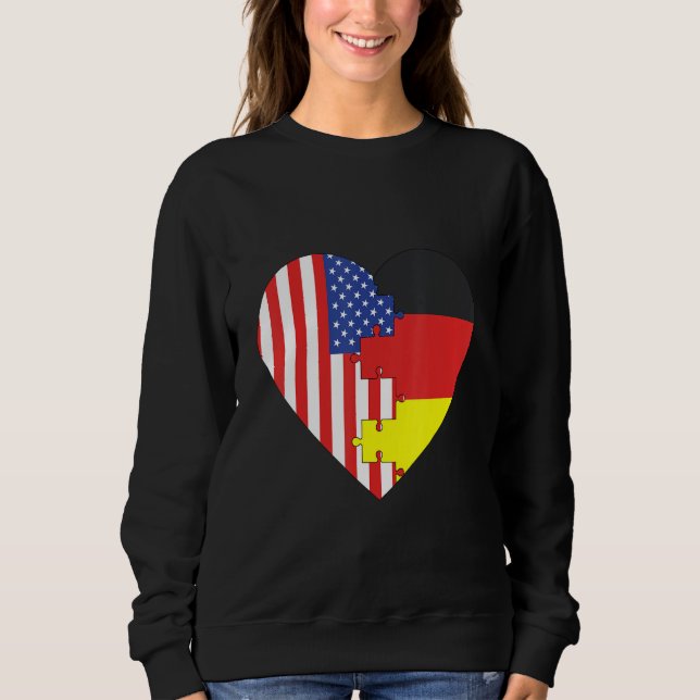 Camiseta USA and Germany Flags Heart (Frente)