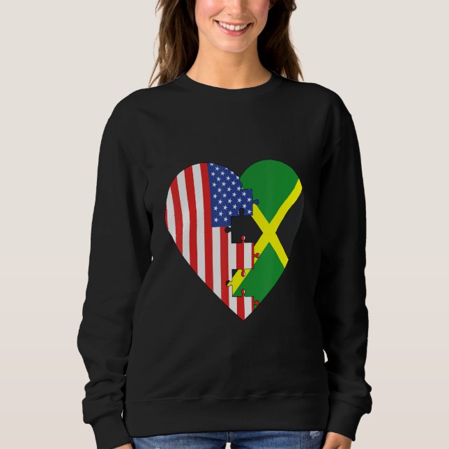 Camiseta USA and Jamaica Flags Heart (Frente)