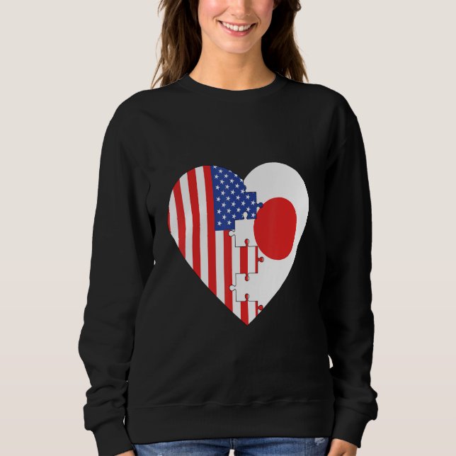 Camiseta USA and Japan Flags Heart (Frente)
