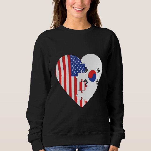 Camiseta USA and Korea Flags Heart (Frente)