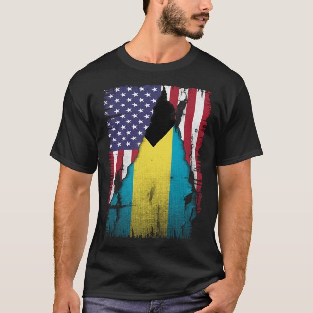 Camiseta USA Bahamas Flag Distressed Bahamian Pride (Frente)