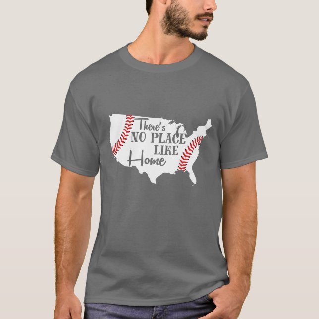 Camiseta USA Baseball em lugar nenhum como o lar (Frente)
