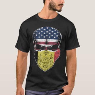 Camiseta USA Belgium Roots Belbelga American Flag Skull Tan