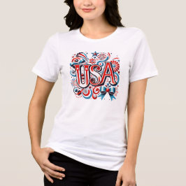 Camiseta “USA” Cursivo Caprichoso – Casamento Patriótico & 