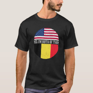 Camiseta USA E Bélgica Vintage Flags Sim Eu Sou Ambos