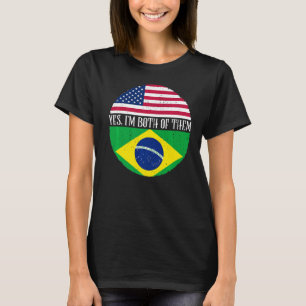 Camiseta USA E Brasil Vintage Flags Sim Eu sou Ambos