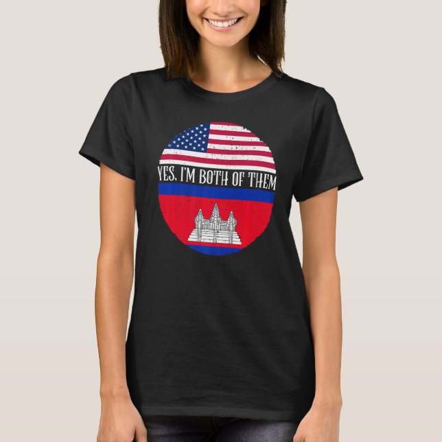 Camiseta USA E Camboja Vintage Flags (Frente)