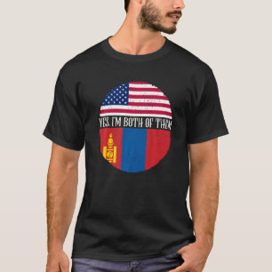 Camiseta USA E Mongólia Vintage Flags Sim Eu Sou Ambos
