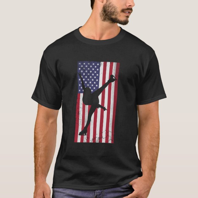 Camiseta Usa Figure Skating American Flag (Frente)